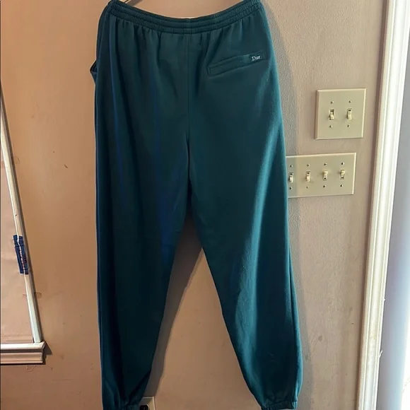 DIOR SWEATPANTS ELASTIC CUFF BOTTOMS GREEN SIZE XL